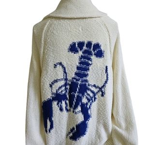 Anthropologie Blue Lobster Cardigan, size XL